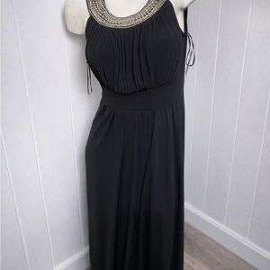 Haani Elegant Black Dress with Gold Embellishments